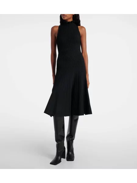 Rochie midi Alaïa tricotate până la genunchi de costum negru
