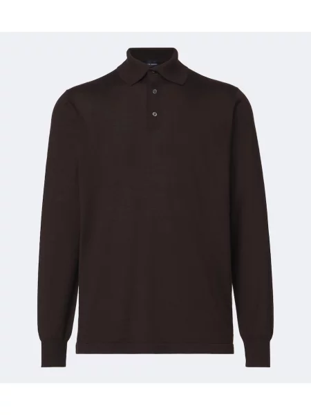 Tricou polo Thom Sweeney de mătase maro