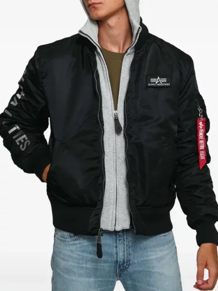 Geacă bomber Alpha Industries cu glugă negru