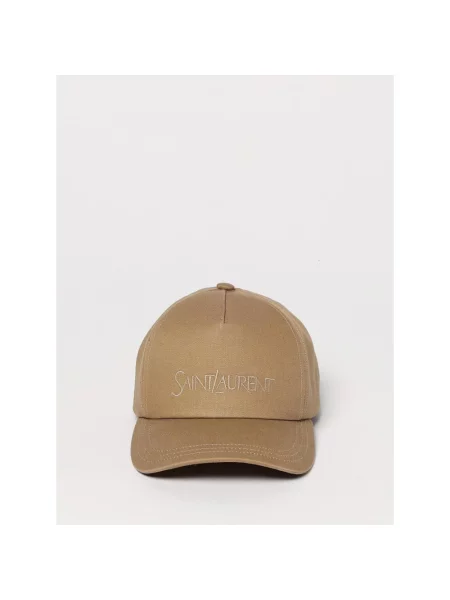 Lniana czapka z daszkiem Saint Laurent klasyczna beżowa