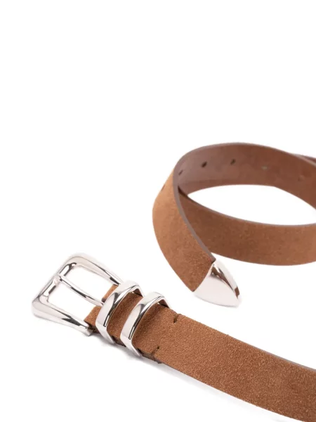 Cu centură curea Brunello Cucinelli din piele de căprioară maro