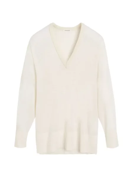 Lung pulover By Malene Birger cu decolteu în V alb