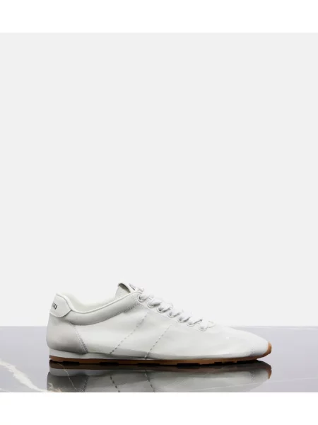Sneakerși Miu Miu din piele alb