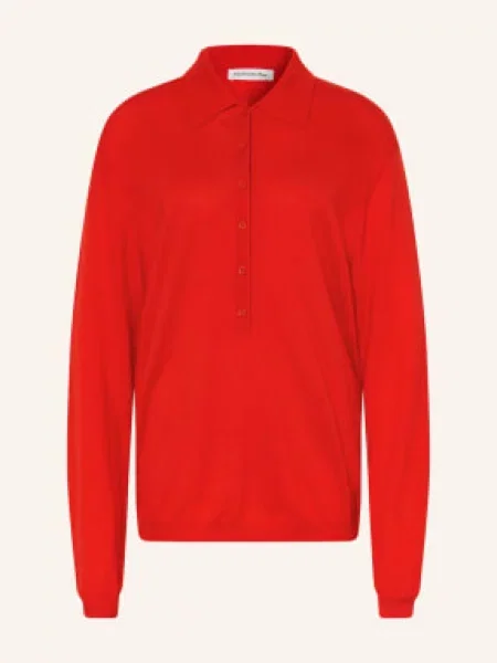 The Frankie Shop Dzianinowa Koszulka Polo Tala Z Dodatkiem Lnu rot czerwona