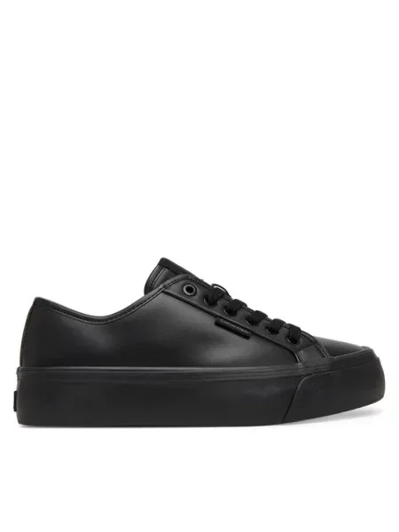 Calvin Klein Sneakersy Vulc Flatf Lace Up Lth czarny