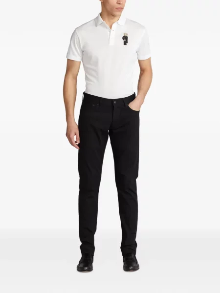 Tricou polo Polo Ralph Lauren cu glugă cu blană cu broderie roșu