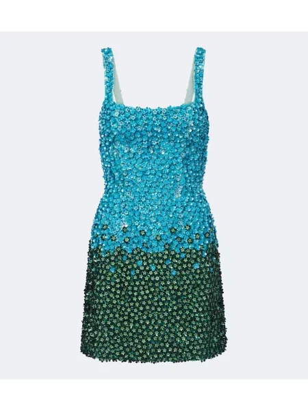 Rochie La Fuori de mătase cu model floral verde