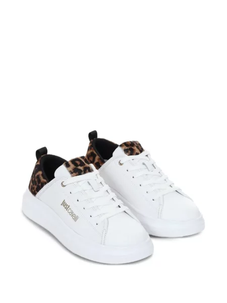 Sneakerși Just Cavalli cu imagine cu model leopard alb