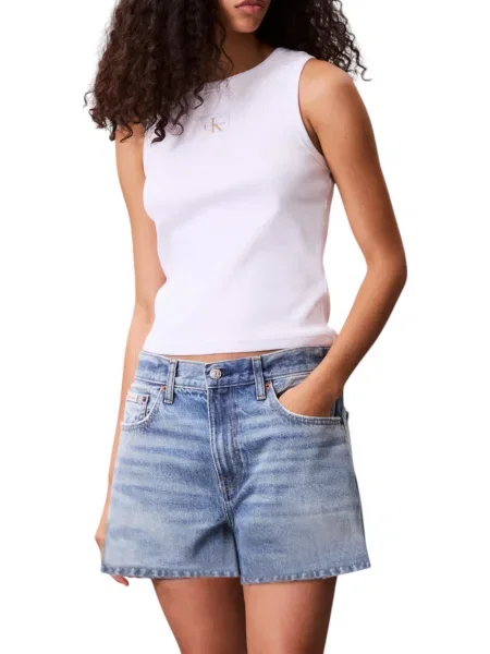 Top Calvin Klein Jeans bez rękawów biały
