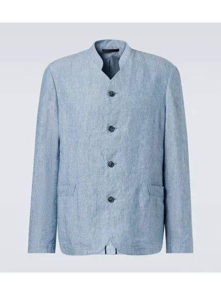 Lanena jakna Giorgio Armani modra
