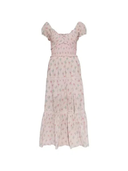 Rochie maxi Loveshackfancy cu model floral cu imagine roz