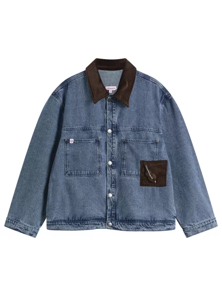 Kołnierzykowy kurtka jeansowa Charles Jeffrey Loverboy sztruksowa