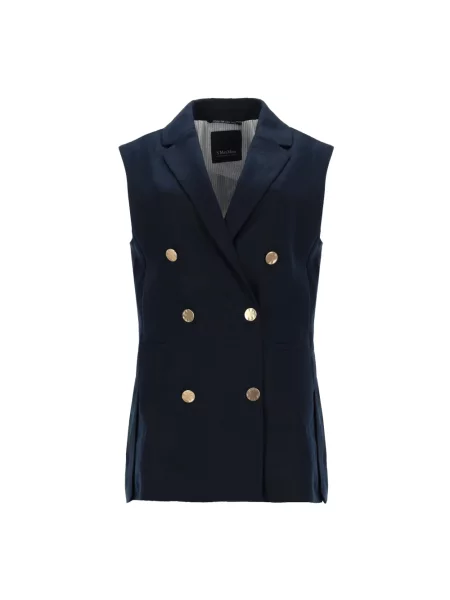 Lniana kamizelka Max Mara niebieska