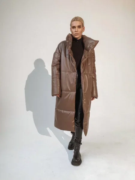 Зимова куртка Milirud світло-коричневий штучна шкіра коричнева