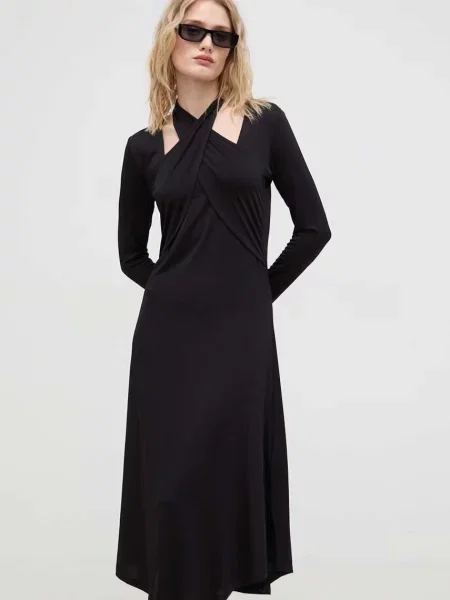 Bruuns Bazaar rochie midi drept negru