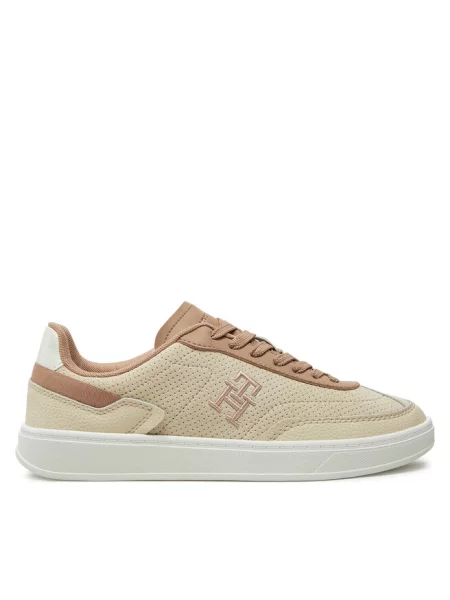 Lniane trampki Tommy Hilfiger beżowe