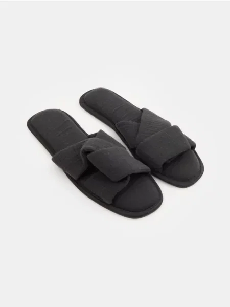 Відкриті муслінові тапочки темно-сірий сірі