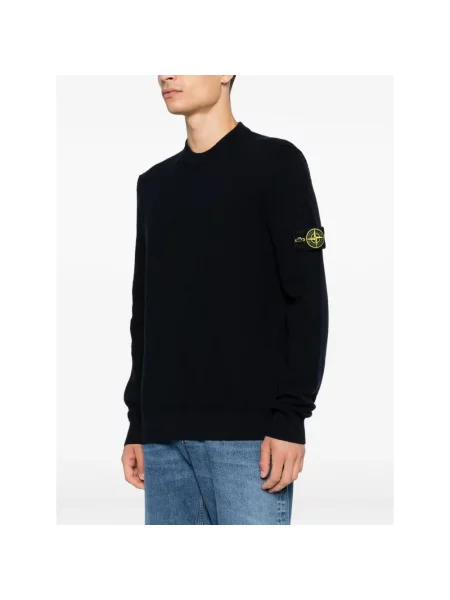Sweter Stone Island wełniany z kamieniami niebieski