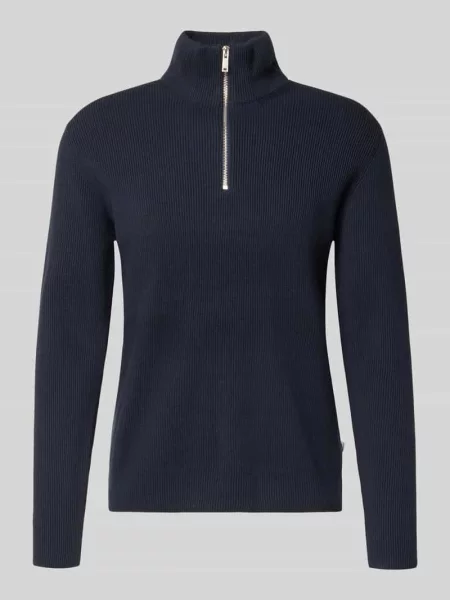 Sweter z dzianiny z kołnierzem Lindbergh granatowy