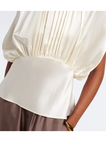 Top Tove din satin drapat alb