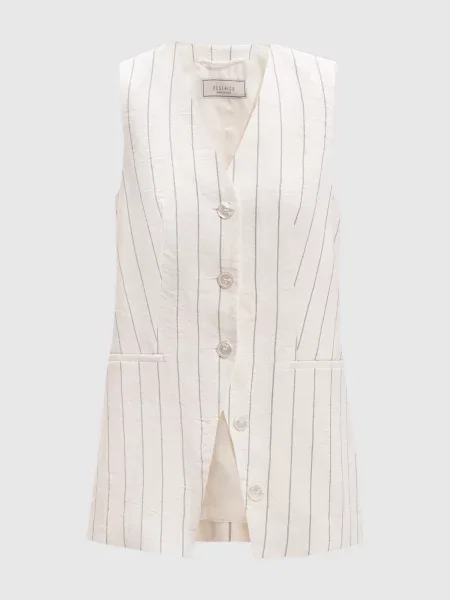 Жилет з льоном в смужку Peserico білий
