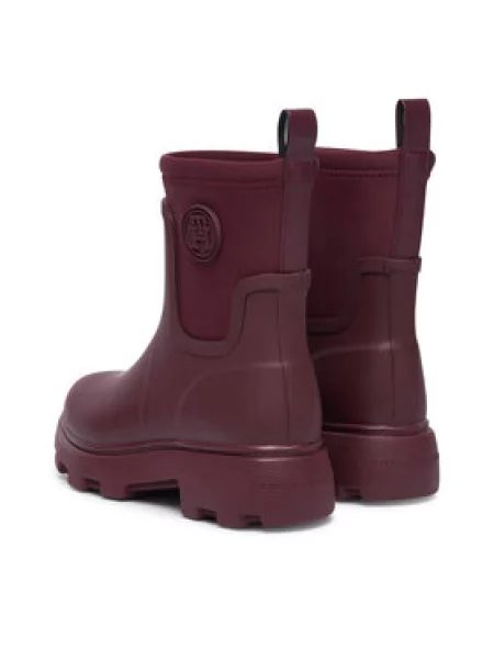 Gumene čizme Tommy Hilfiger Th Stamp Warm Ankle Rain Boot Tamnocrvena