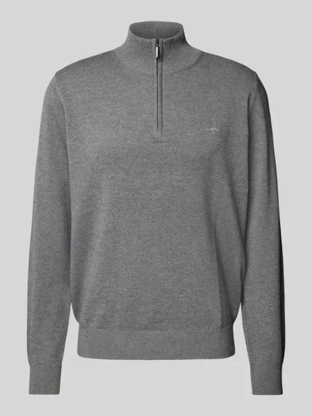 Bluza z kołnierzem z wyhaftowanym logo Fynch-hatton szara