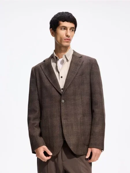 Reserved Blazer slim fit în carouri maro