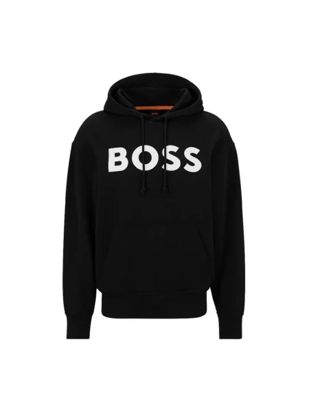 Dzianinowa bluza z kapturem Hugo z kapturem z logo czarna