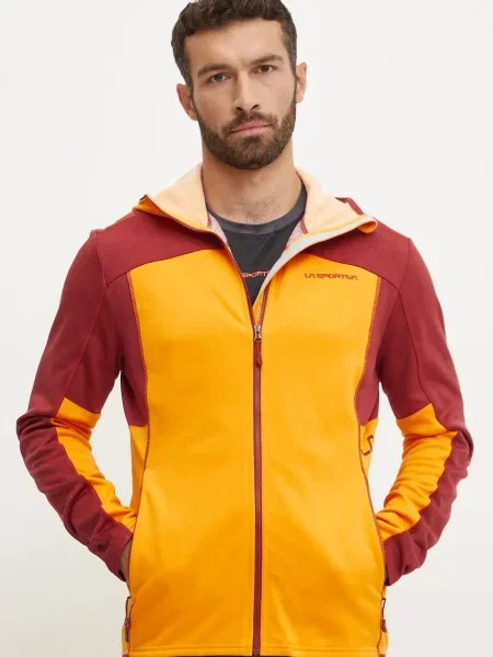 Суичър с качулка La Sportiva с качулка с принт оранжево