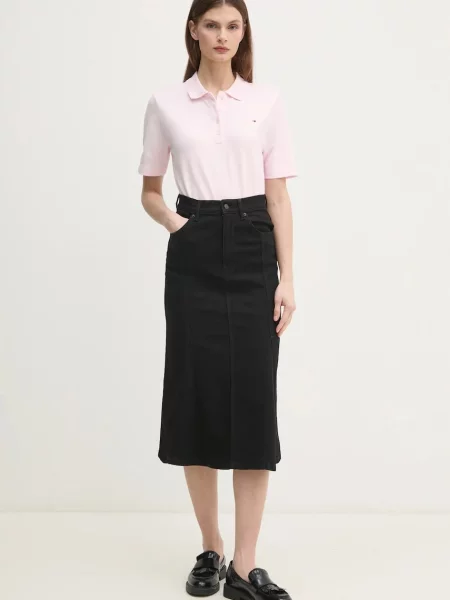 Tommy Hilfiger polo majica z bombažem roza