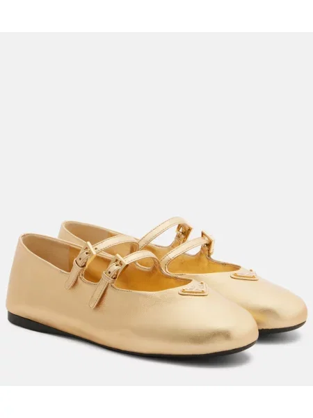 Usnjene salonarji Prada zlata