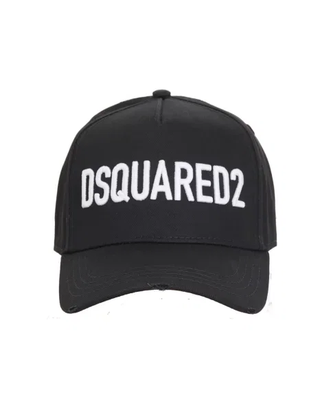 Czapka z daszkiem Dsquared2 z logo w miejskim stylu czarna