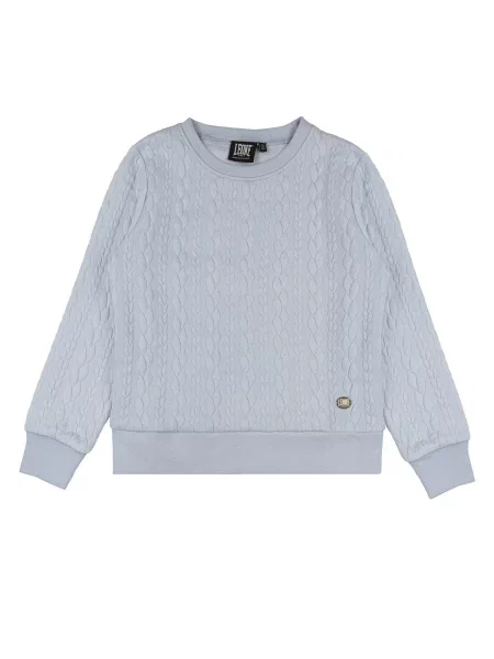 Bluza dziewczęca Leone Apparel z okrągłym dekoltem z dzianiny z koronką niebieska