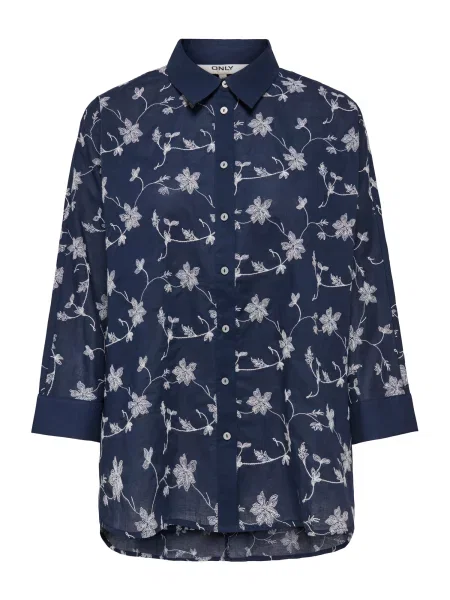 ONLY Bluză ONLNew Lina Grace bleumarin alb