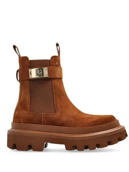 Botine chelsea Dolce & Gabbana din piele de căprioară maro