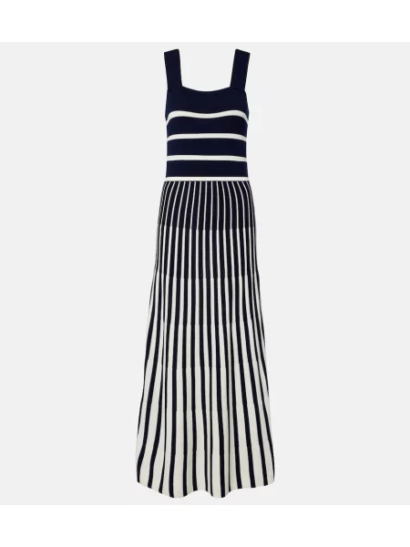 Rochie maxi Velvet de catifea cu dungi albastru