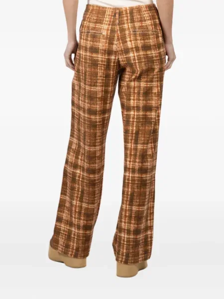 Pantaloni R13 în carouri plisate maro
