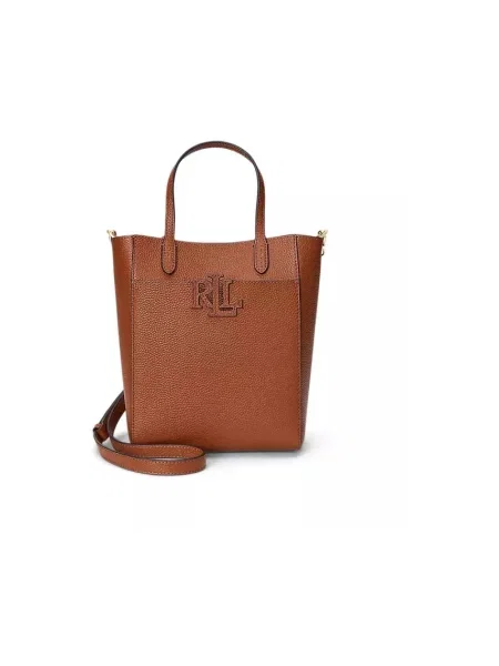 Mała shopperka Lauren Ralph Lauren skórzana brązowa