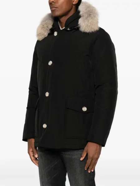 Geacă parka Woolrich cu blană negru