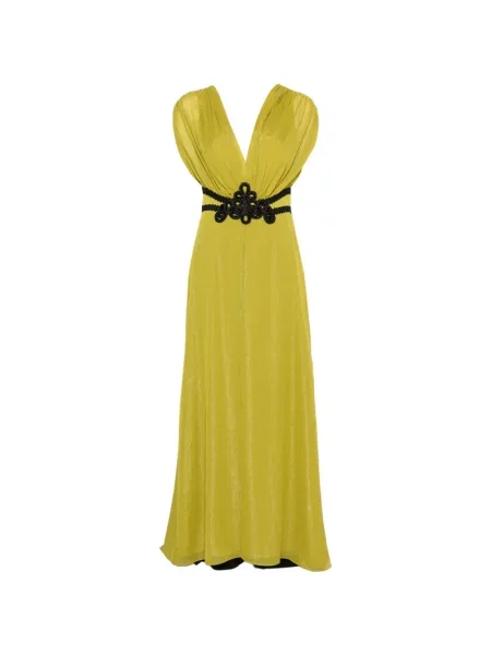 Rochie maxi Maestri cu decolteu în V verde