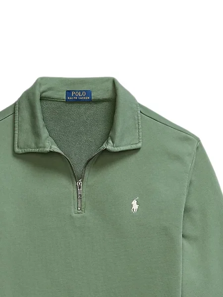 Дълго мрежеста тениска Polo Ralph Lauren с кръгло деколте зелено
