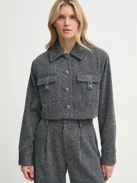 Gestuz Kurtki Kobieta L Wełna Krótka Marynarka o Strukturze Twill niebieski