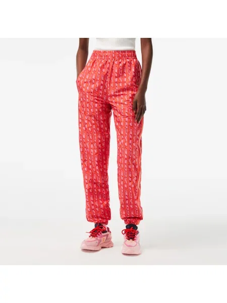 Lacoste Spodnie Dresowe Active Z Nadrukiem Straight Fit czerwone
