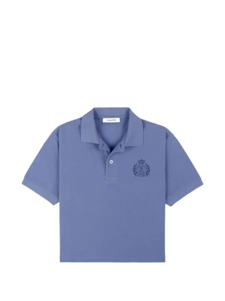 Tricou polo Sporty & Rich cu broderie albastru