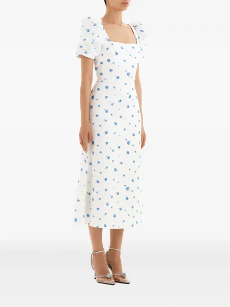 Rochie Post Meridiem cu model floral de costum alb
