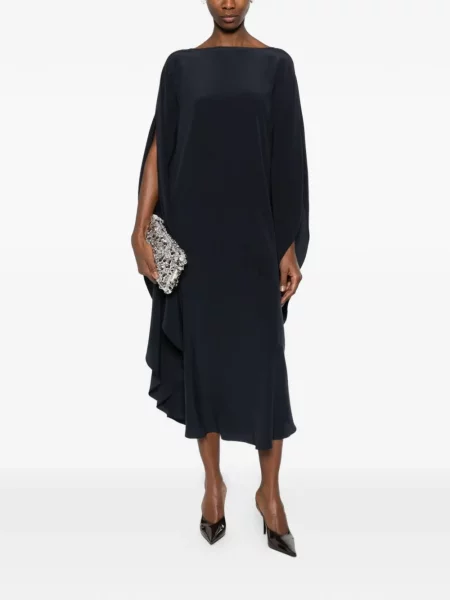 Sukienka drapowana Gianluca Capannolo z dekoltem w łódkę drapowana niebieska