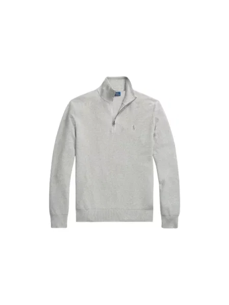 Sweter z dzianiny z wyhaftowanym logo Ralph Lauren szary