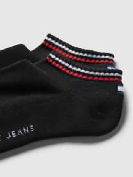 Krótkie skarpety z paskami w kontrastowym kolorze w zestawie 2 szt. Tommy Hilfiger czarne