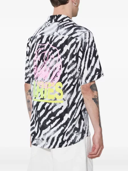 Cămașă Aries cu imagine cu model zebră scurtă negru